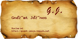 Gnámt János névjegykártya
